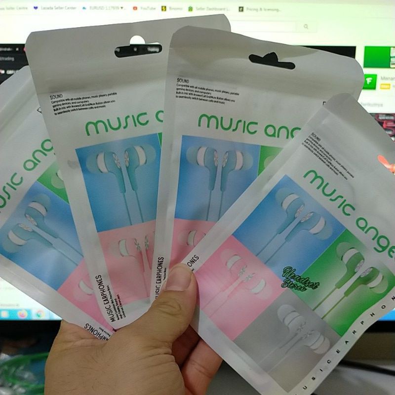 Headset Music Angel Macaron Warna Warni Earphone Handfree Extra Bass