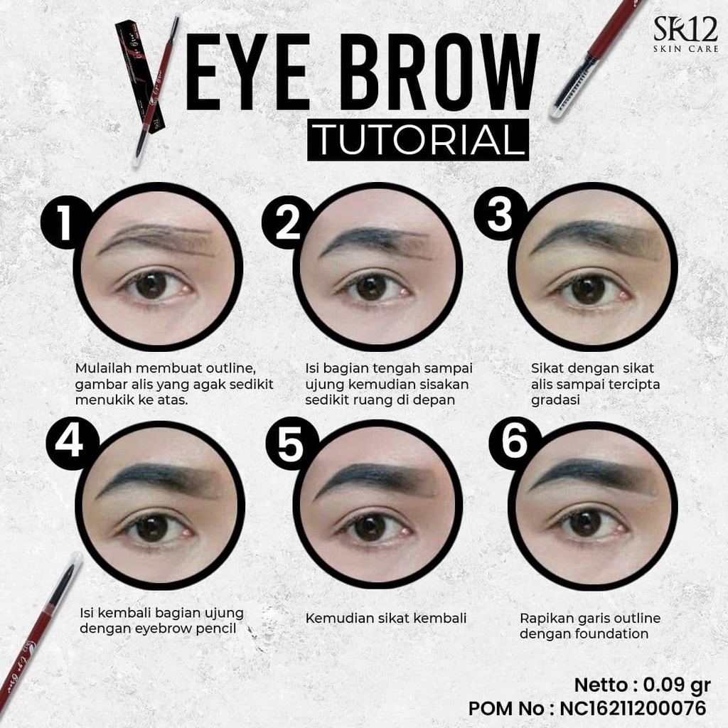 PENSIL ALIS SR12 DARK BROWN PREMIUM | EYE BROW WATERPROOF | KUAS PENCIL ALIS COKLAT BPOM  MUDAH DIAPLIKASIKAN MENUTRISI ALIS