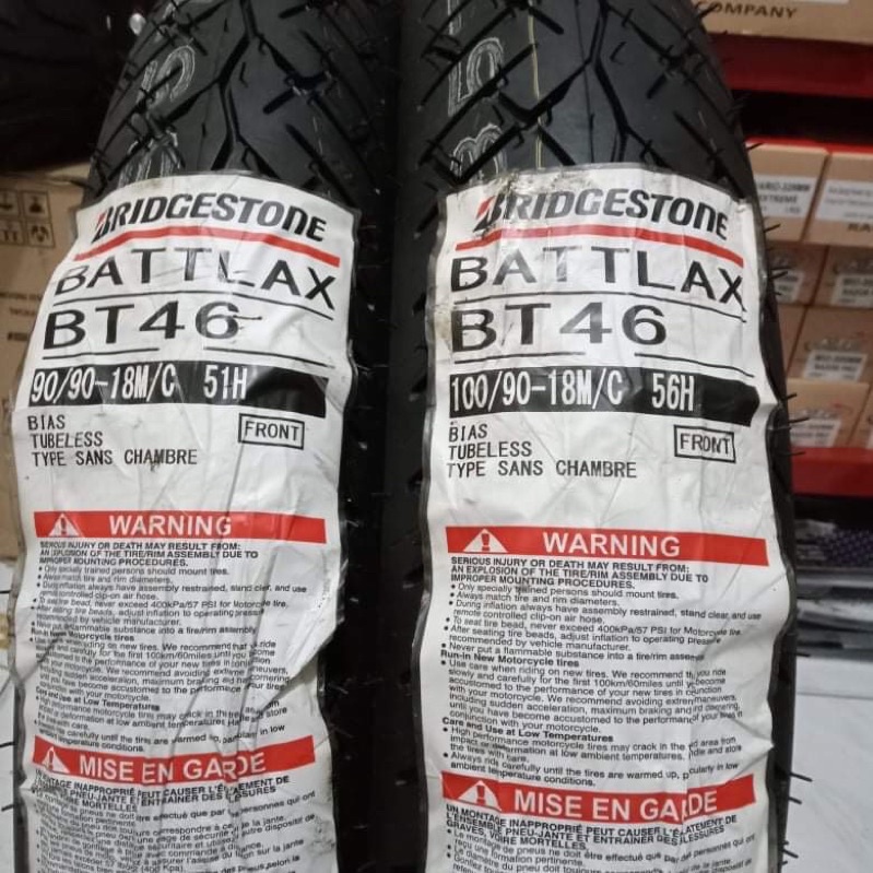 paketan ban luar battlax bt46 ukuran 90/90-18 & 100/90-18 tubeless