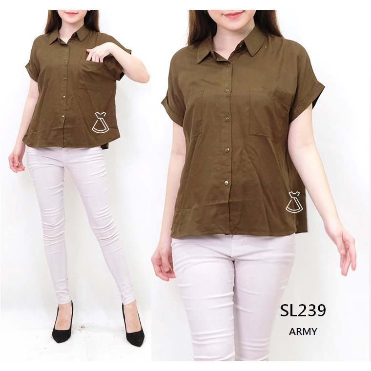 SL239 - Atasan Kemeja Pendek Rayon Casual