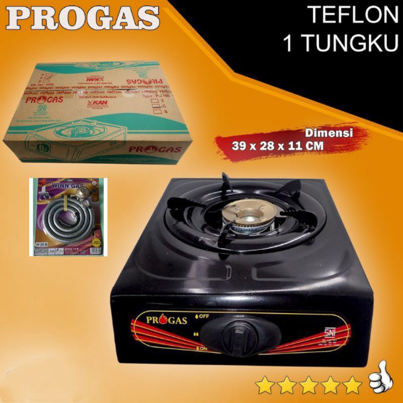 Kompor 1 Tungku Progas + Free selang gas paket  Winn Gas