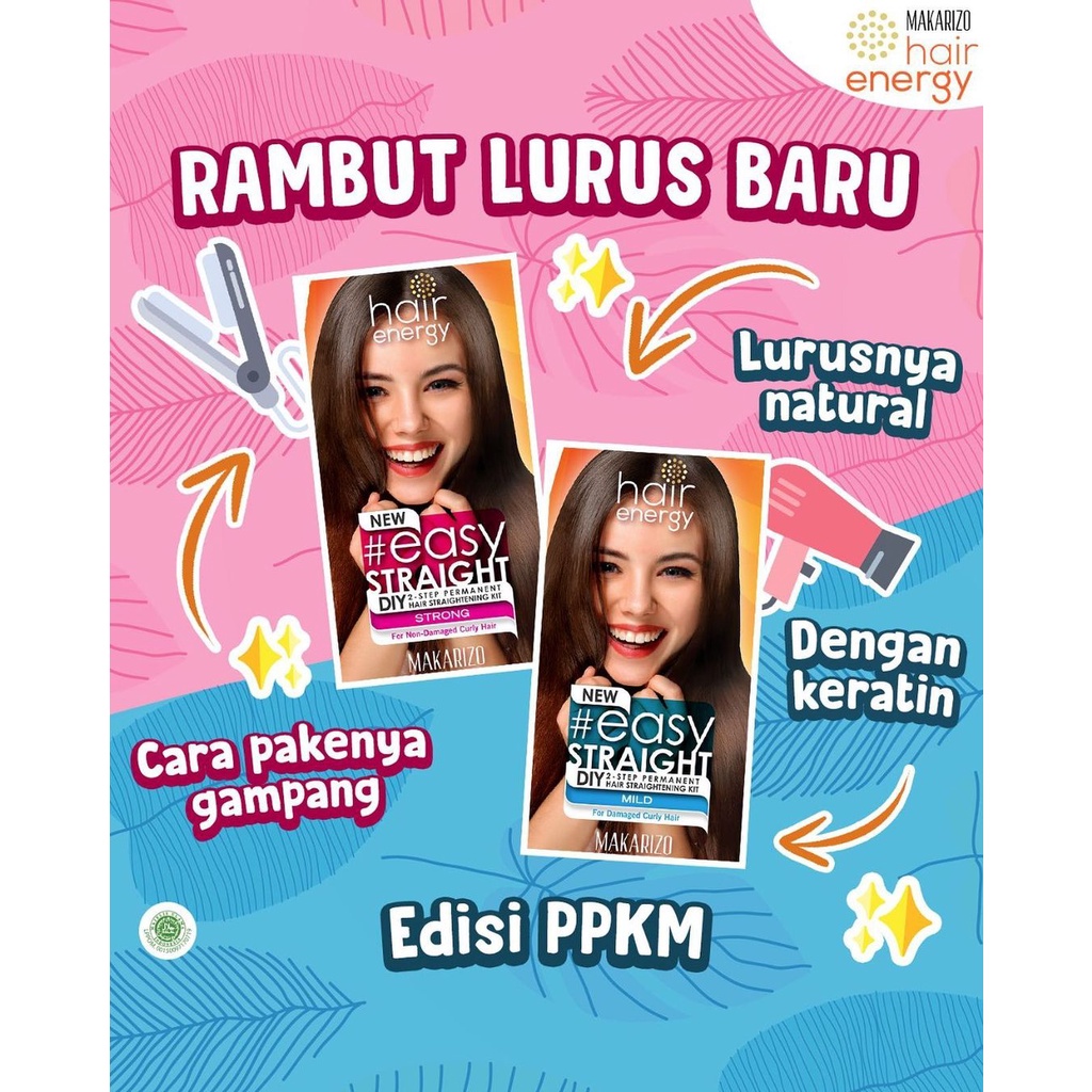 Pelurus Rambut Pria Wanita Makarizo Hair Energy Easy Stright 80ml - 120ml