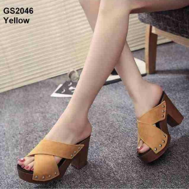 ABBUSHOES  JH  100 Wedges hak wanita 9cm silang swede