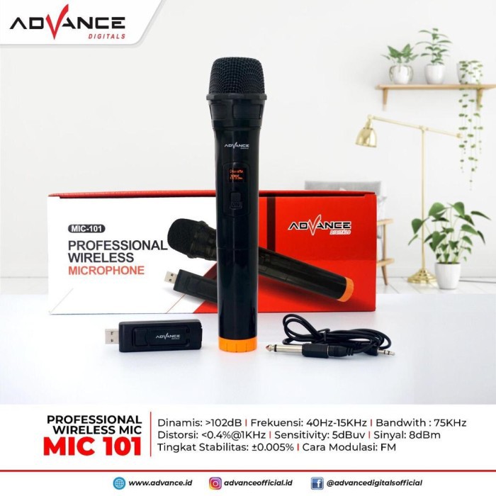 Mic Wirles Advance 101 - 1 Mic / Mic Karaoke / Mic Panggung