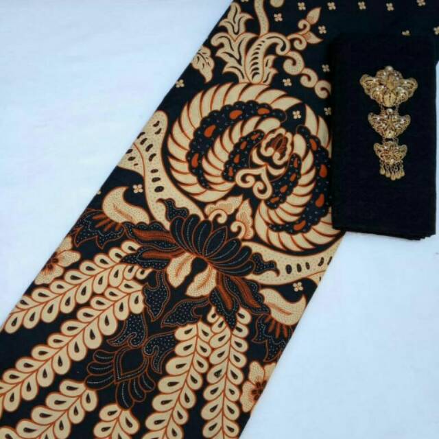 Kain batik printing pekalongan (Rd) dan embos murah set kebaya batik motif gurita dasar hitam