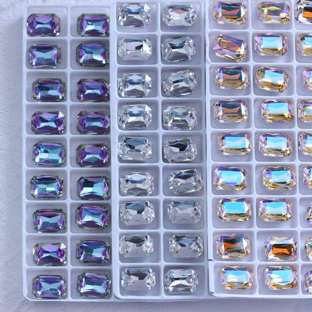 Mxbeauty Nail Art Rhinestones Mewah 4pcs 14x10mm Menunjuk Kembali Membuat Perhiasan Glliter Kaca DIY Craft Permata Nail Charms