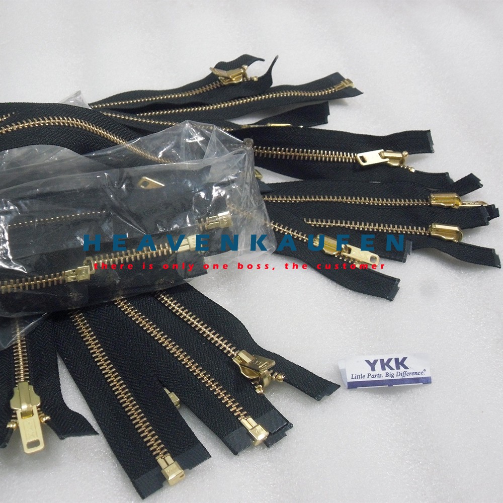 Resleting YKK 75 cm/30 inch Daun Hitam Gigi Emas/Gold