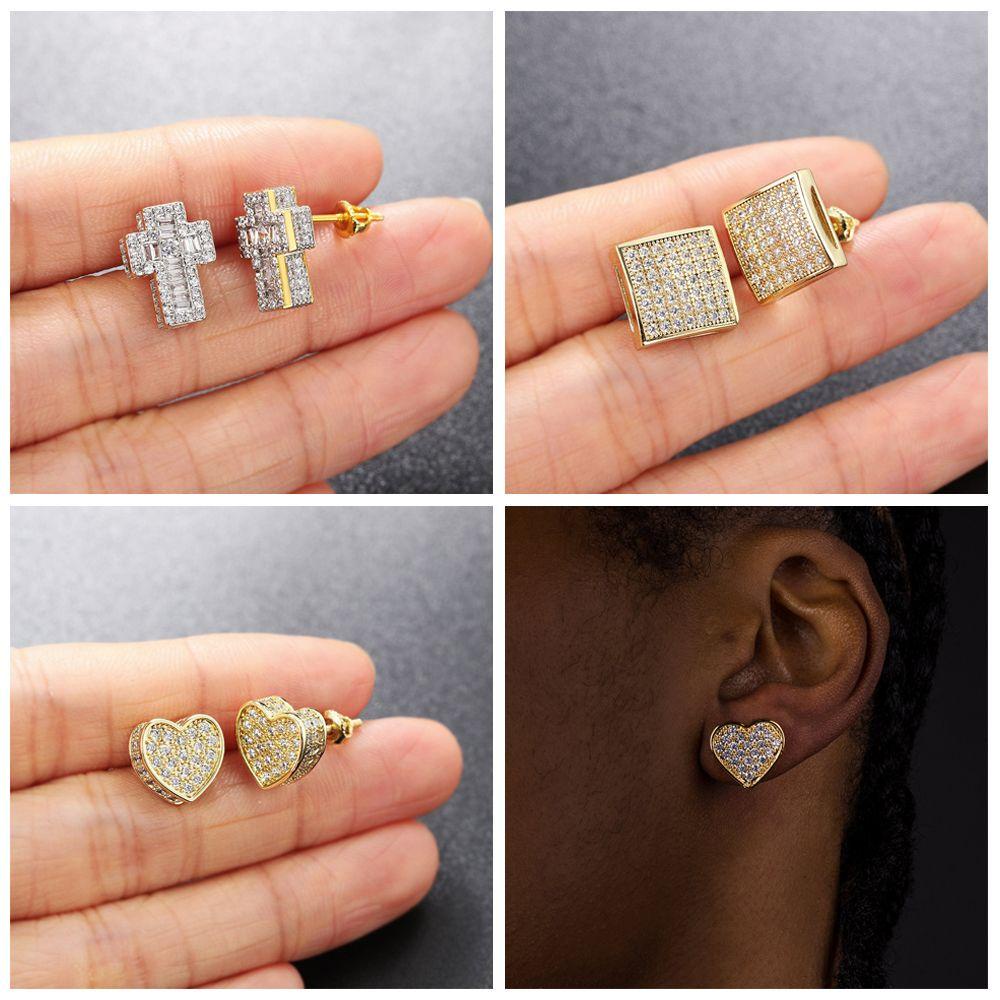 Nanas Zirkon Anting Wanita Perhiasan Tindik Telinga Aksesoris Hadiah Emas Perak Hip Hop Studs Earrings