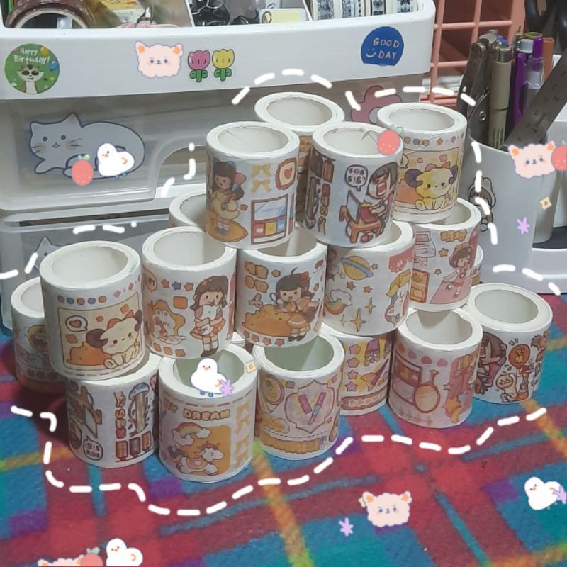 

washi tape girl/solasi kertas scrapbook/solatip hias diary atau card