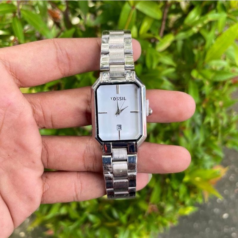 Jam Tangan Cewek Strap Rantai Oval Persegi Anti Air Tanggal Aktif Terbaru _ Jam Tangan Kasual Fashion Cewek Mewah Elegan Water Resistant Cod Bayar Di Tempat Realpick / Jam Tangan Wanita Warna Hitam/ biru / Rosgold / Silver / Navy Model Kasual