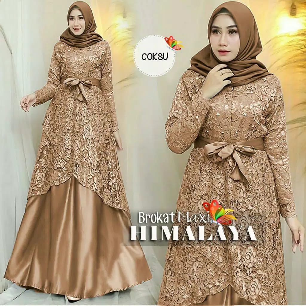 HIMALAYA BROKAT gamis brokat modern / DRESS/ BROKAT / DRESS TERBARU/ UKURAN (L,XL,XXL, JUMBO)