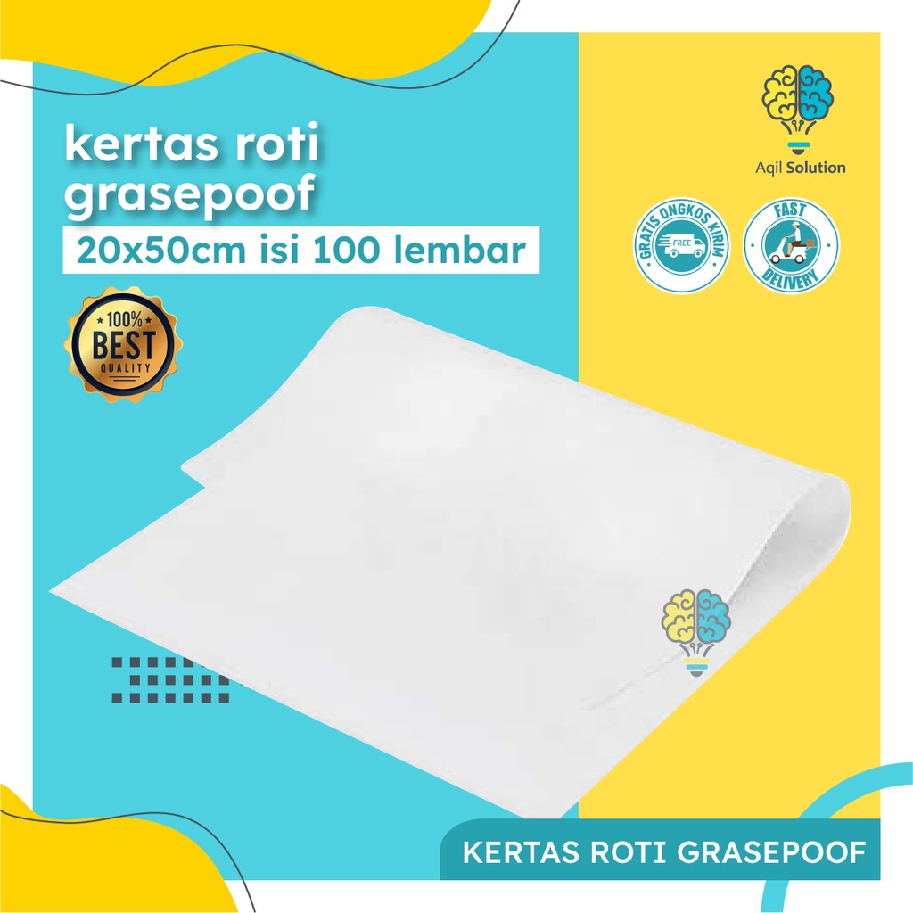 (20x50cm isi 50lbr) Kertas Roti Baking Paper Foodgrade &amp; Graseproof Bungkus Makanan Anti Minyak By Aqilsolution