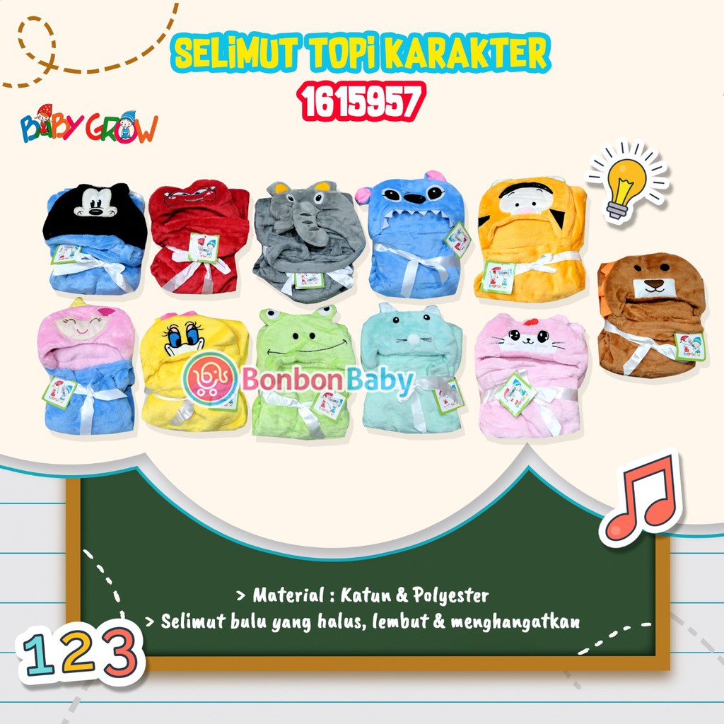 Babygrow Selimut Topi Karakter