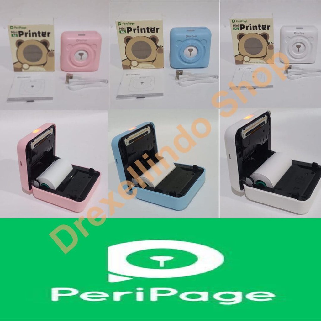 PERIPAGE PRINTER THERMAL PHOTO A6 203 DPI BLUETOOTH PORTABLE 58MM