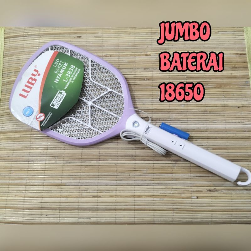 RAKET NYAMUK LUBY JUMBO BATERAI LEPAS BATERAI POWERBANK 18650 AWET