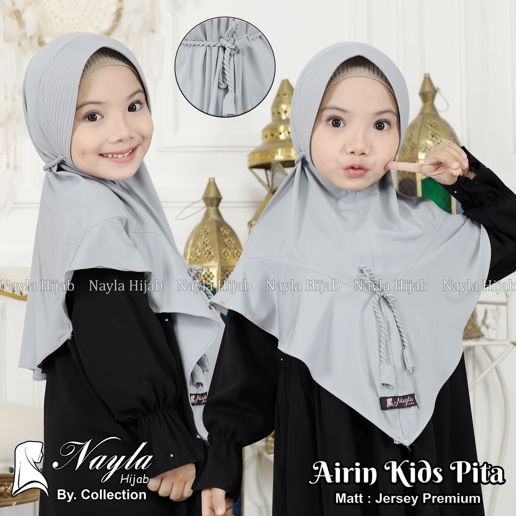 Kerudung Anak Tali Kepang AIRIN KIDS PITA Hijab Instan Anak Jersey Airis Terbaru Nayla Hija'b