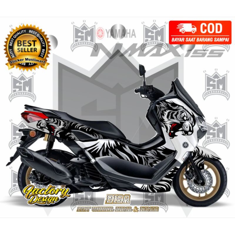 Decal Sticker NMAX New Motif Macan putih variasi kode 1026