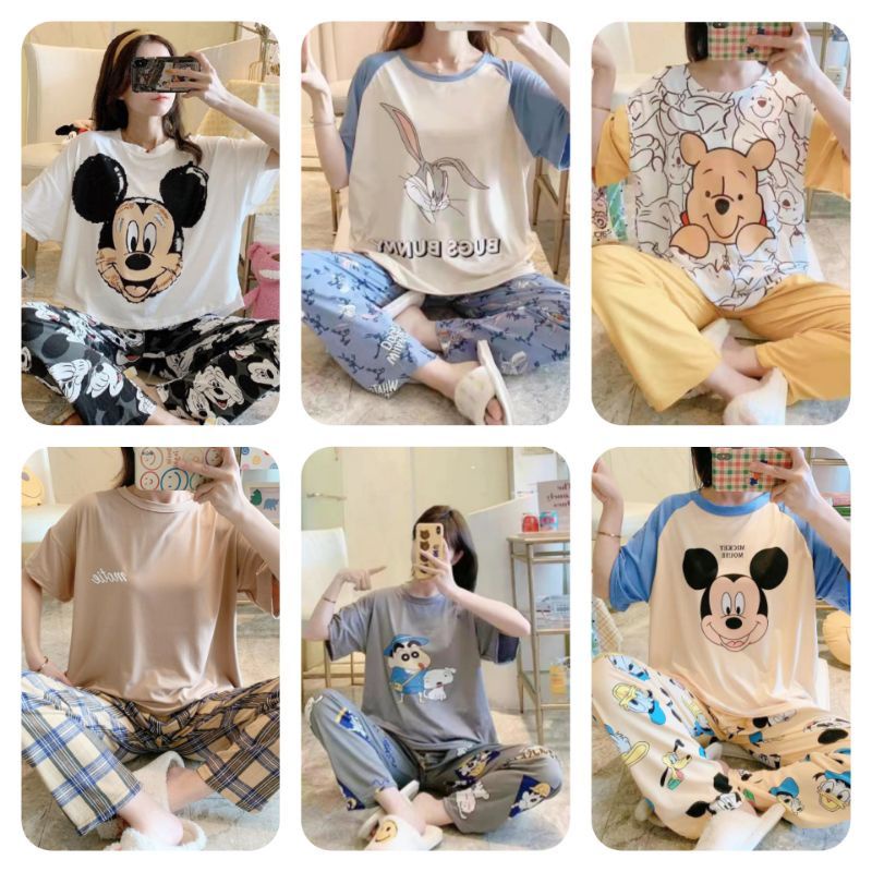 PIYAMA IMPORT SETELAN PIYAMA PANJAMG PENDEK KOREA PIYAMA KEKINIAN