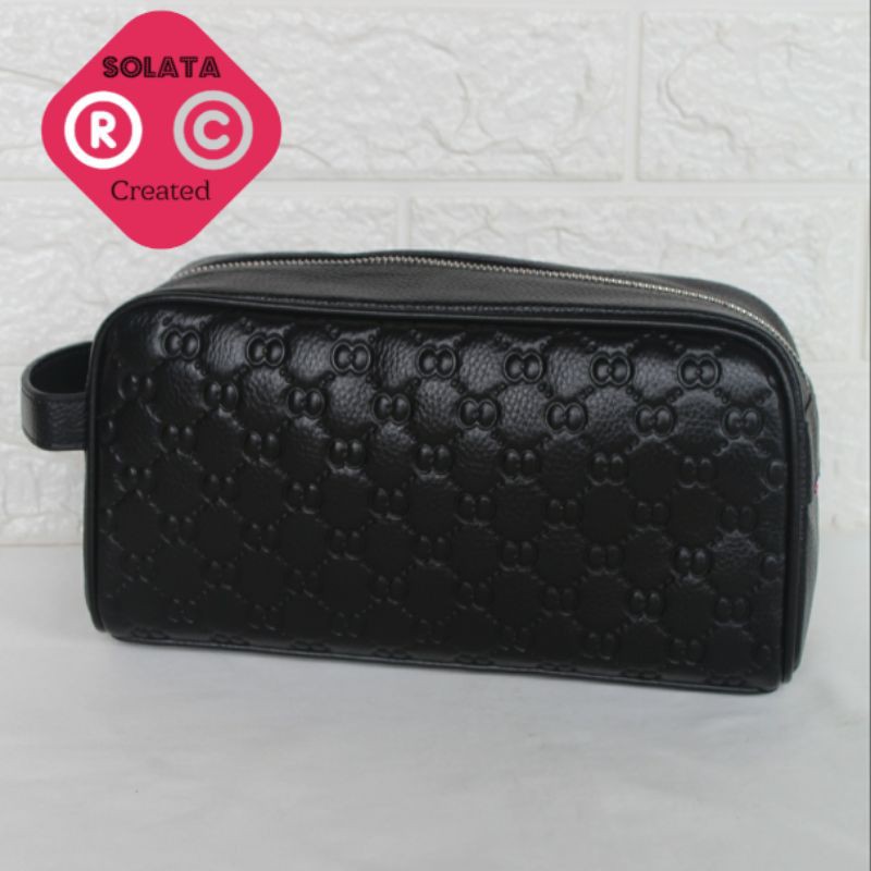 Handbag Pria Wanita Kulit Asli / Pouch Bag Pria Wanita / Clutch Bag Black