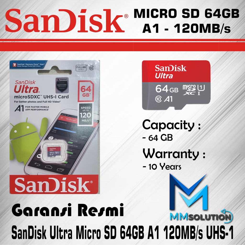 SanDisk Ultra MicroSD 64GB A1 100MB/s MicroSDXC UHS-I Micro SD