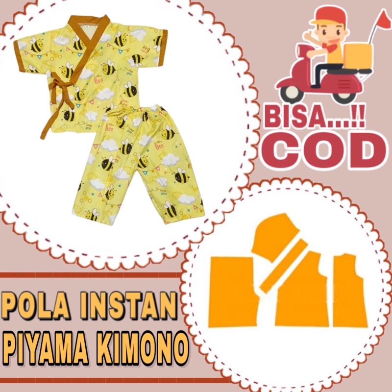 BISA COD✔️ pola instan piyama kimono anak perempuan dan laki laki - pola jiplak piyama anak - pola j
