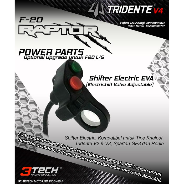 Tech01 Shifter Electric EVA  untuk knalpot Tridente Spartan GP3 & Ronin