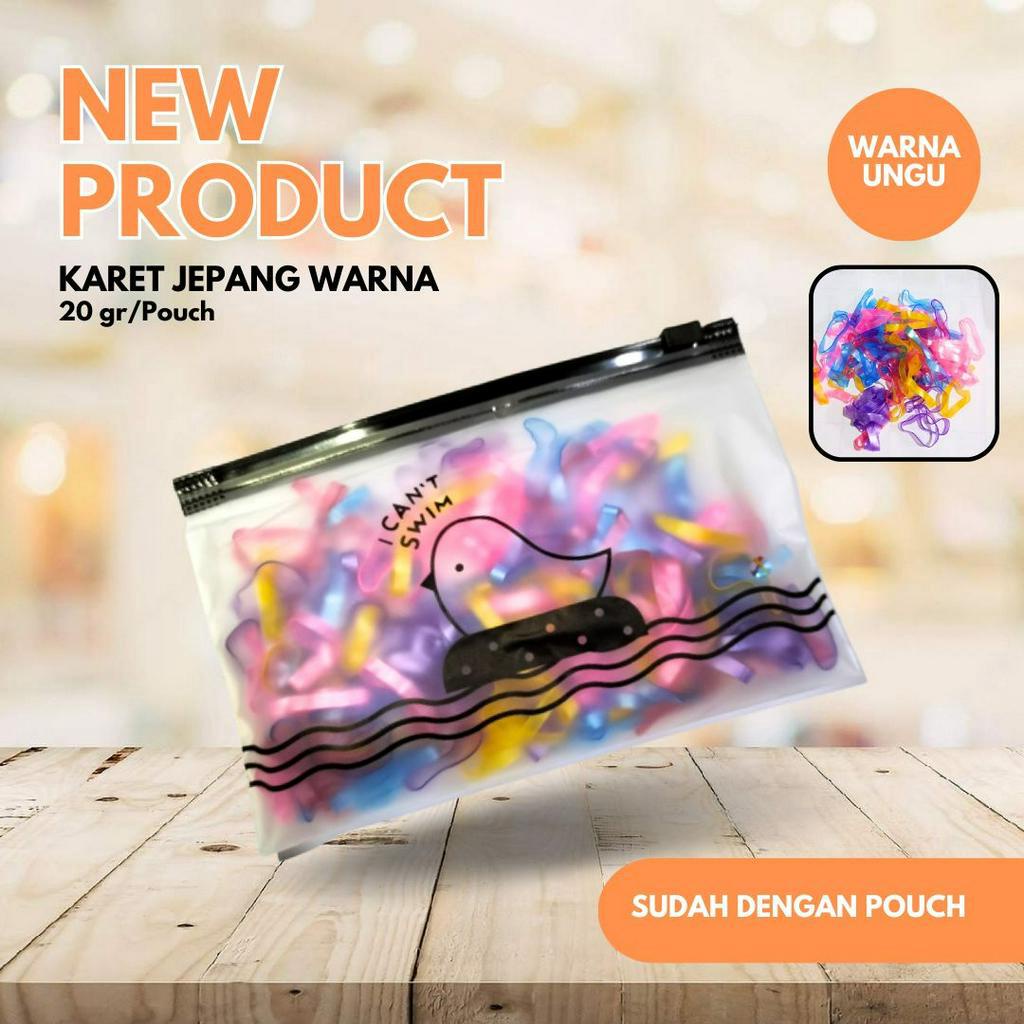 Warna Warni Karet Ikat Rambut Jepang Anak 1 Pouch Isi 20Gram