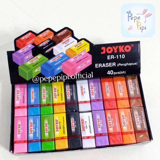 Penghapus Joyko Kecil Warna, Putih, Hitam Original Setip Stip