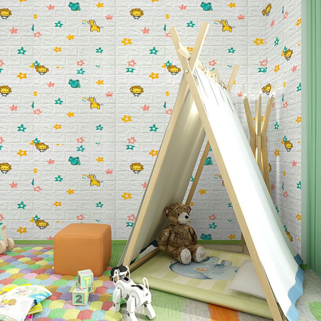 ☀ACCBAYI☀ WPP001 Wallpaper Dinding Foam 3D Motif Batu Bata Batik Gambar Anak Dekorasi Sticker Murah