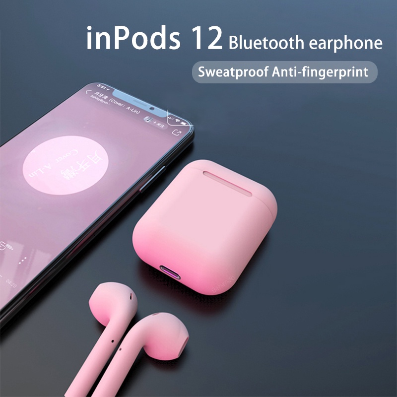PREMIUM Earphone Macaron Inp0ds 12 Can Rename Bluetooth Wireless Earbuds Touch Control 5.0 Earphones Sports Headphone Headset Handsfree I12 TWS Mini Inp0ds Waterproof Anti-FingerPrint