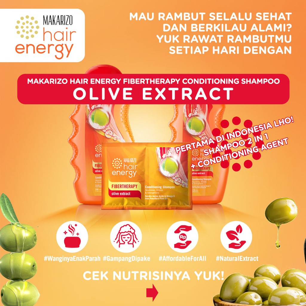 PAKET ISI 2 - Makarizo Hair Energy Fibertherapy Conditioning Shampoo Olive 170 mL-1