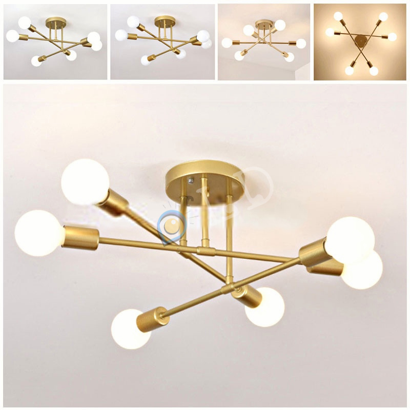 [COD]Lampu Gantung 6 / 8 Led E27 Industrial Bahan Besi Untuk Plafon Ruang Tamu Modern minimalist chandelier / Lampu Gantung / Lampu Plafon Ruang Tamu Kamar Tidur-Gaya Nordik