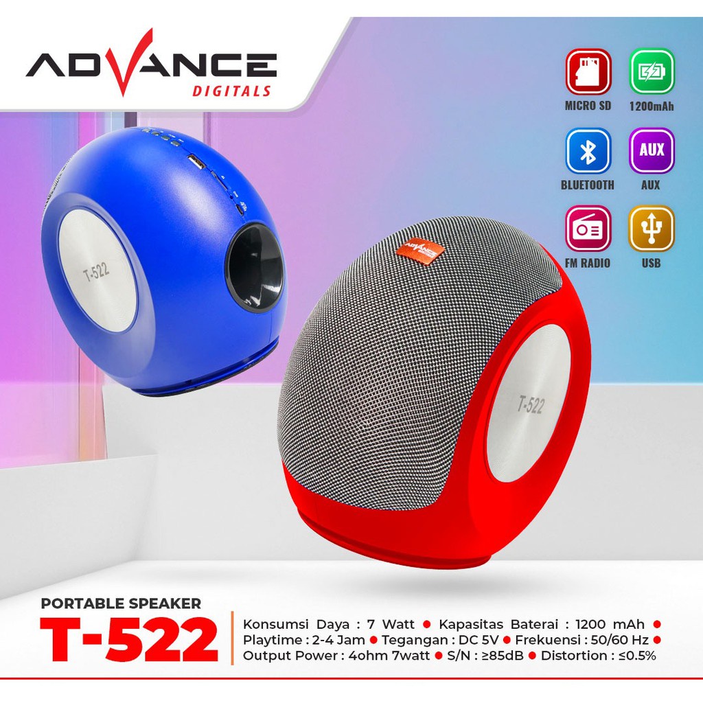 Speaker Bluetooth Advance T522 | Speaker  Advance Speaker TWS Bass - Garansi Resmi 1 Tahun