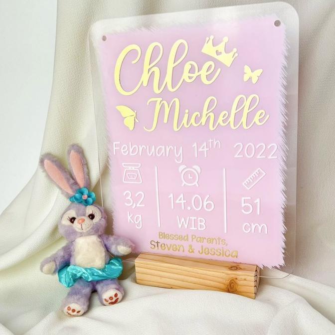 

HOSPITAL BOARD ACRYLIC AKRILIK Announcement Biodata Baby Bayi Newborn