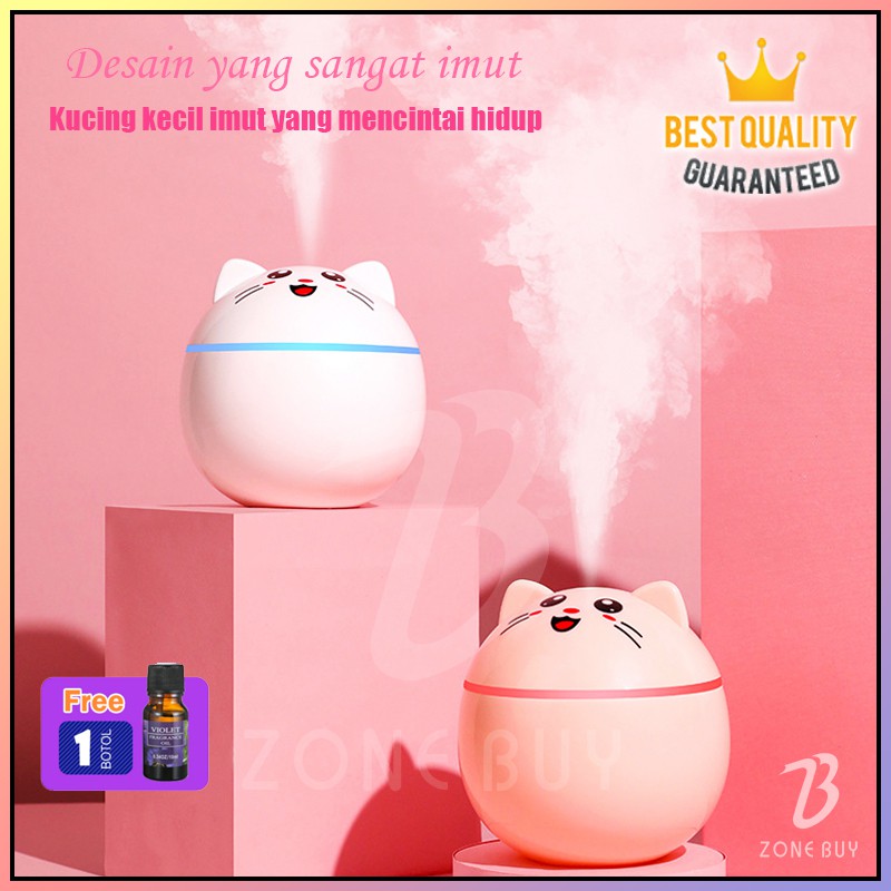 100% ORI - Kucing Humidifier 300ML Purifier Diffuser Portable Terapkan ke Essential oil