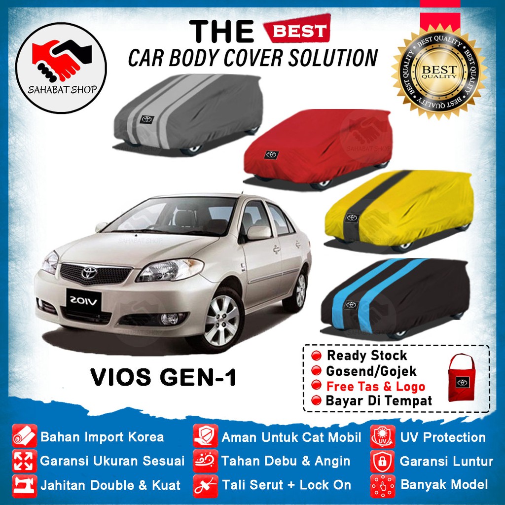 Sahabat Body Cover Mobil Vios / Sarung Penutup Toyota Vios Gen 1 Outdoor 2003 2004 2005 2006 2007 / Tutup Mantel Selimut Jas Mantol Terpal Pelindung Kerudung Kelambu Pembungkus Kerodong Bungkus Mobil Sedan Vios Waterproof Anti Air Model Biru