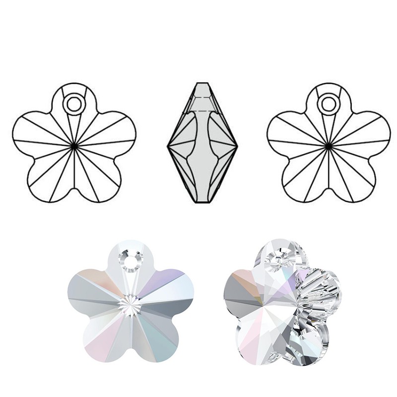 28pcs/pack 14mm 6744 Flower Pendant pesona kristal manik-manik bunga AB untuk membuat perhiasan