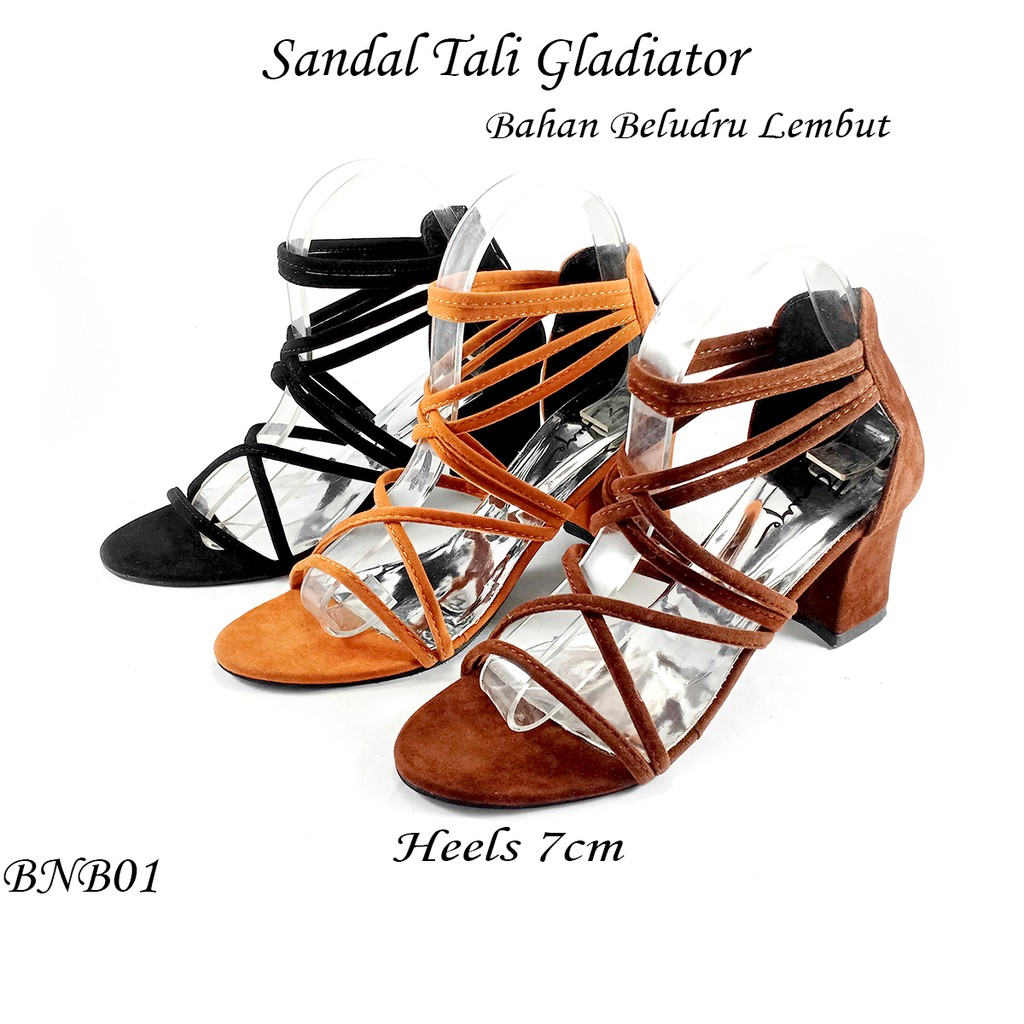 EMYE BNB01 - Sepatu Sandal Heels Gladiator Elegan Lembut Hak Tahu Wanita Terbaru 2021