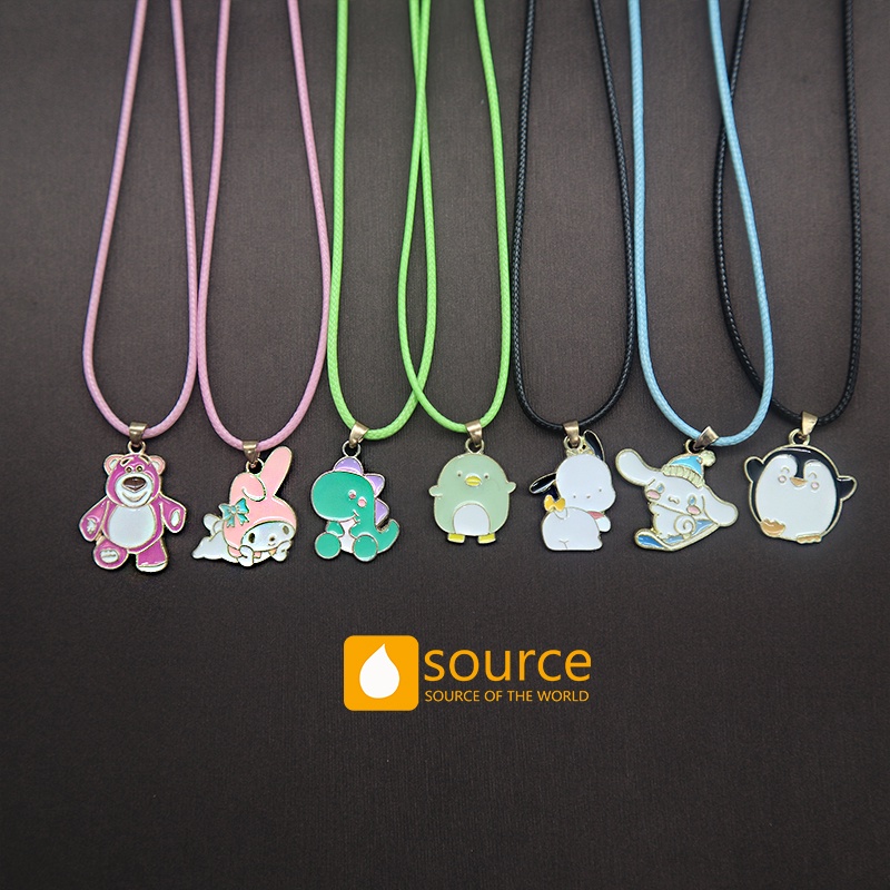 2pcs / Set Kalung Tali Liontin Kartun Hewan Warna-Warni Untuk Aksesoris