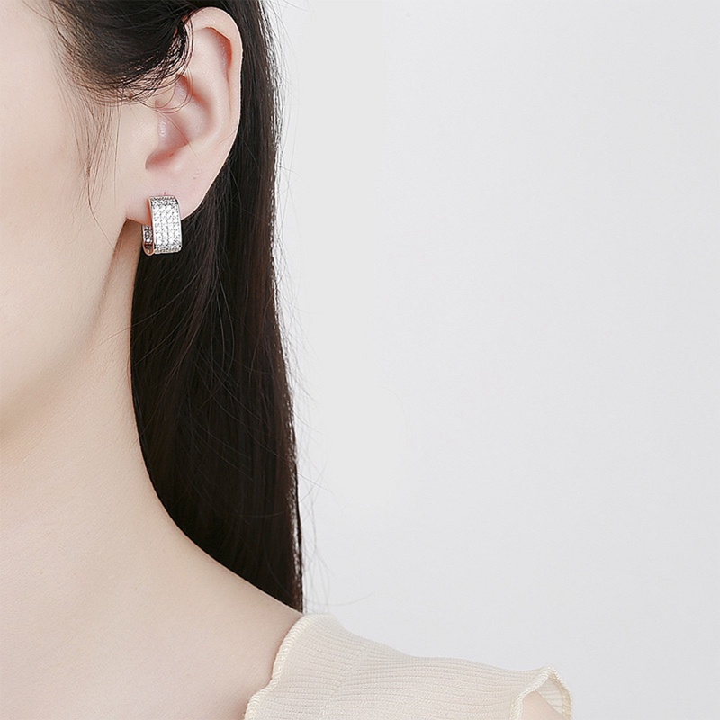 Anting Kristal Zirkon Baris Ganda Bahan Tembaga Untuk Perhiasan