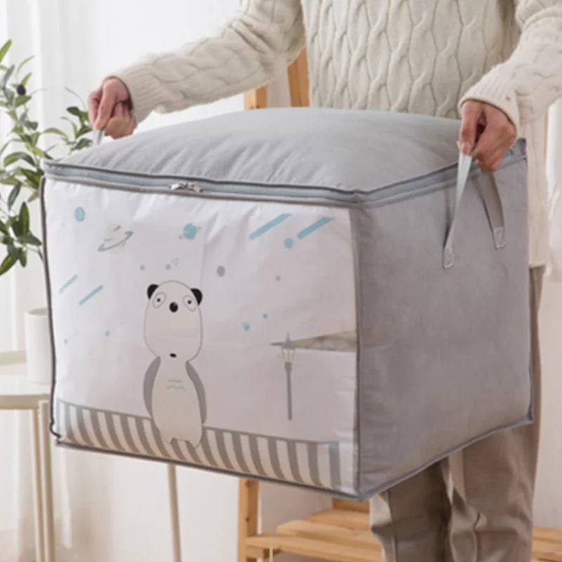 Storage Bag  / Kotak Penyimpanan Baju Selimut ,Perlengkapan Mainan Anak/  Cloth Bag Tempat Penyimpanan Selimut Organizer Baju - Penguin Biru