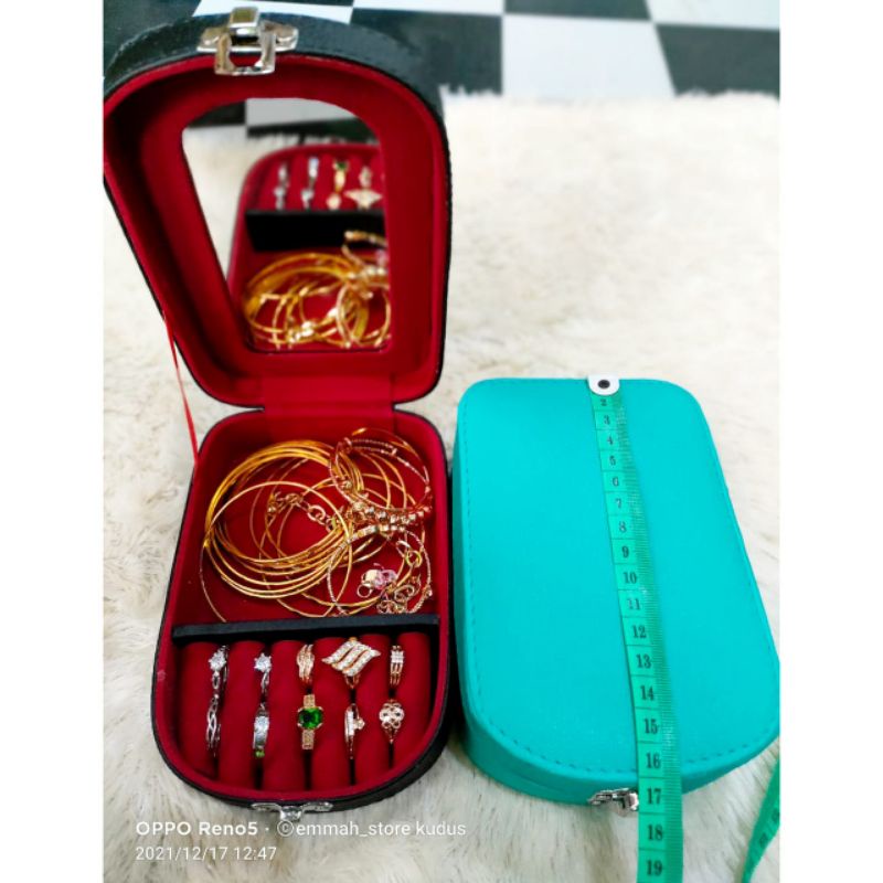 Kotak Tempat Perhiasan Travel Jewelry Box Penyimpanan  Kalung Gelang Cincin Emas Mek up Lipstik  Por