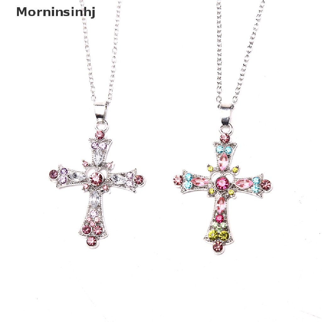 Mornin Vintage Color Zircon Cross Virgin Pendant Kalung Pesona Lady Necklace id