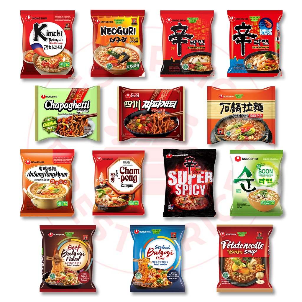 NONGSHIM - SEMUA VARIAN MIE KOREA (SHIN RAMYUN/ NEOGURI/ CHAPAGHETTI/ VEGE/ CHAMPONG/ANSUNGTANGMYUN)