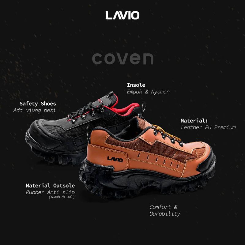 Lavio Coven Sepatu Safety Pria Sol Karet Lentur Anti Licin