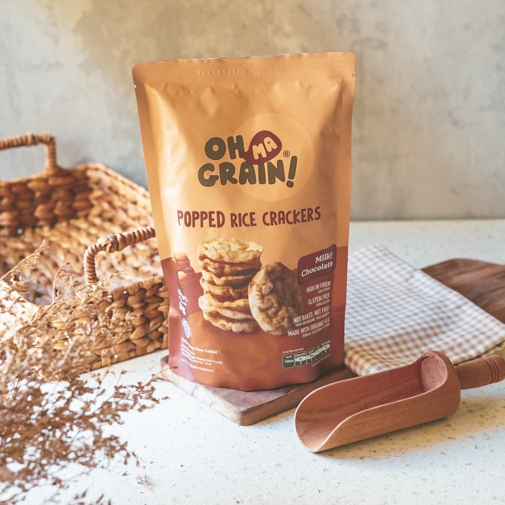 Oh Ma Grain, Organic Brown Rice Cakes Milky Chocolate 50 gr