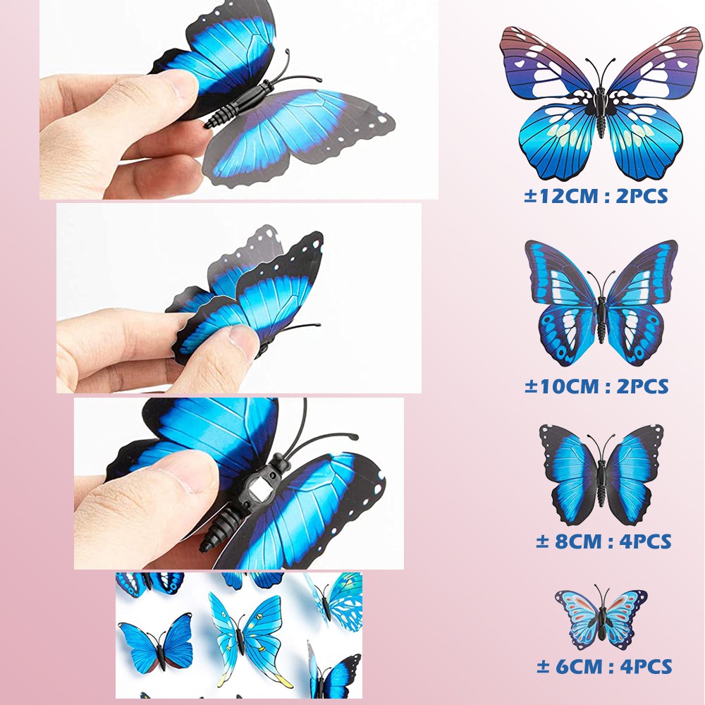 Stiker Kupu-kupu Dinding 3D/ Butterfly Wall Art Decoration - LPM Shop