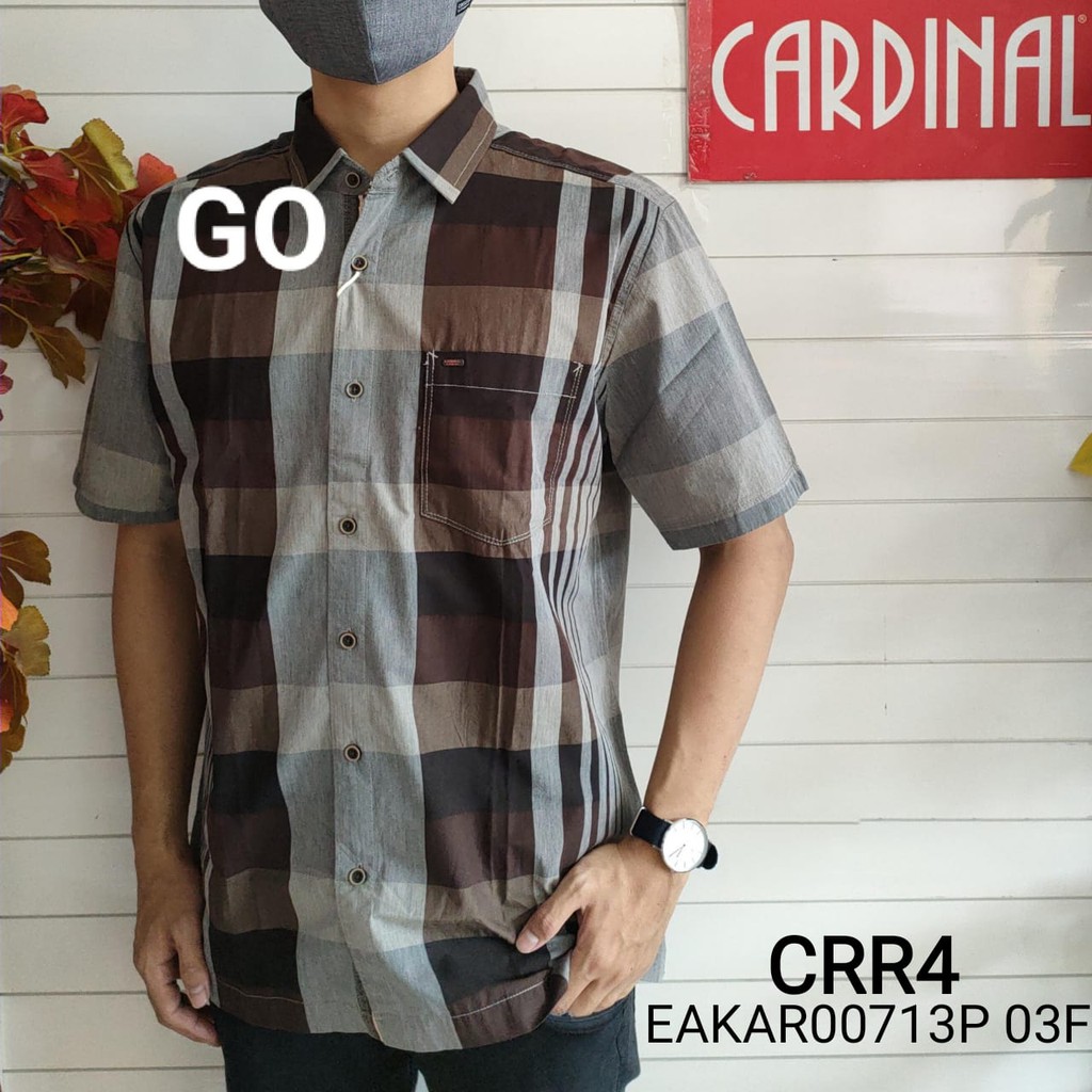 gof CRR CARDINAL KEMEJA CASUAL Hem Pria Baju Cowok Pakaian Pria Lengan Pendek