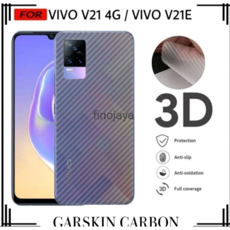 Skin Garskin Sticker Carbon Vivo V21 4G  Anti Jamur Belakang Transparan