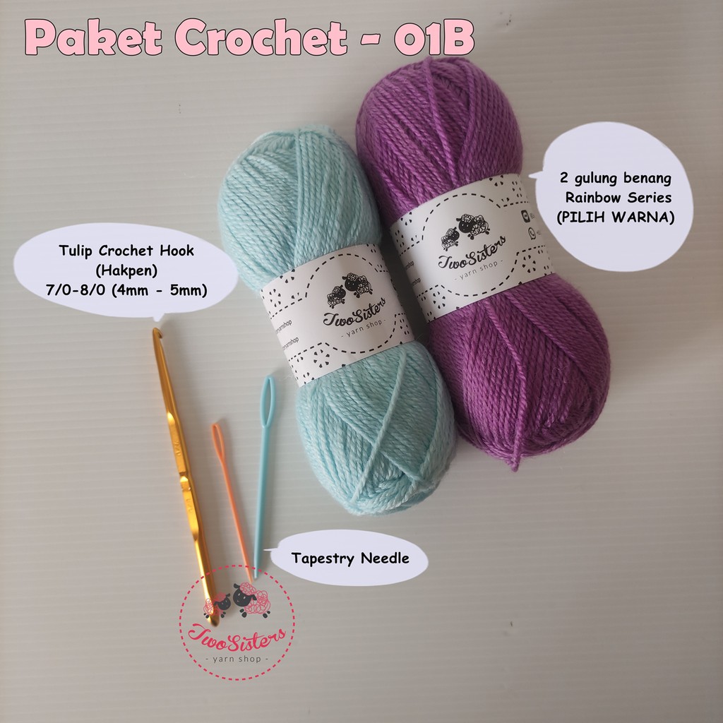 Paket Rajut Pemula/ Merajut Pemula/ Perajut Pemula  - Crochet 01B